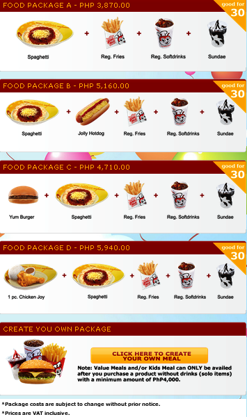 Jollibee Birthday Party Packages