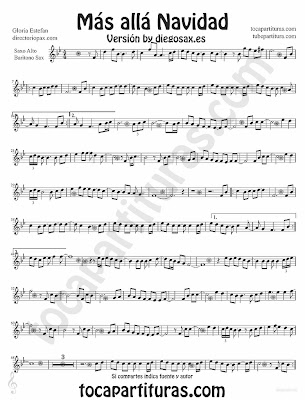 Tubescore Beyond by Gloria Estefan sheet music for Alto and Baritone Saxophone Christmas Carol Music Score Mas alla
