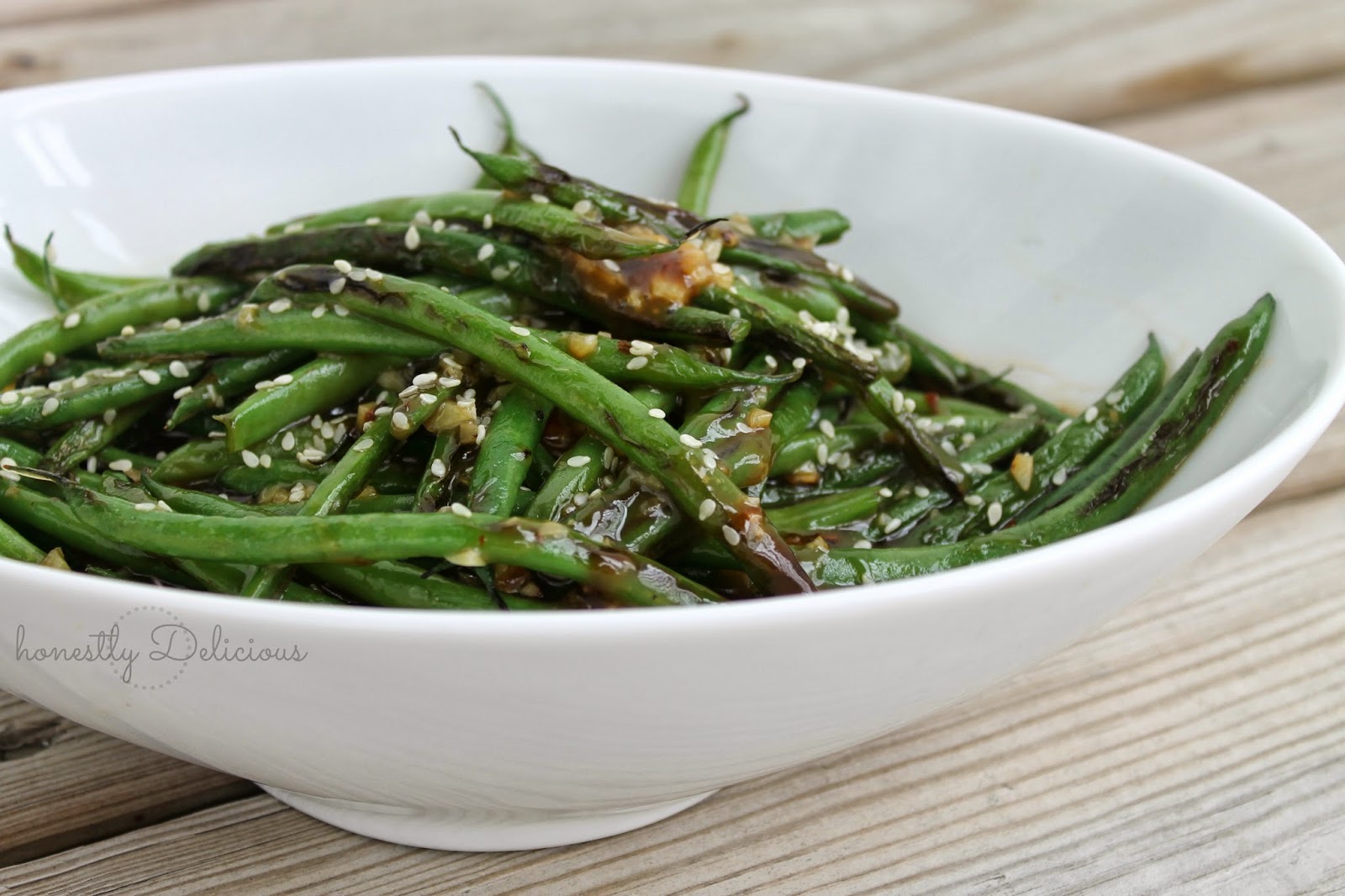 honestly delicious Wok Seared Green Beans with Sesame Garlic Cantonese