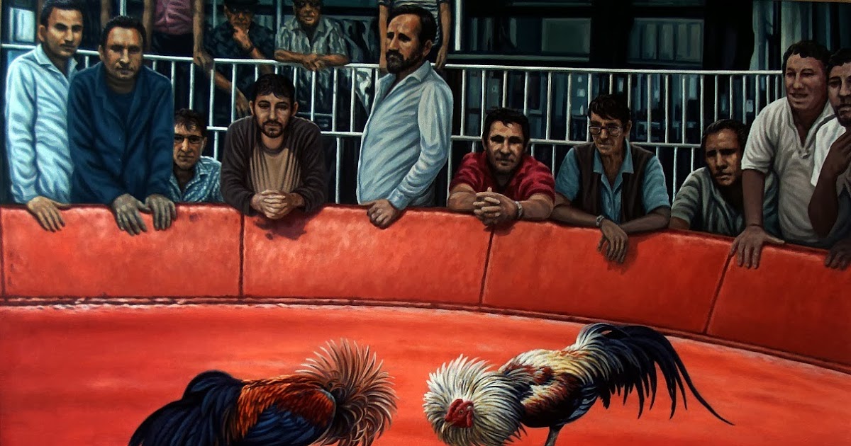 Gallos Y Galleros Oleo Sobre Lienzo 90 X 130 Cm Denis Nunez Rodriguez Obra Vendida pintores cubanos contemporaneos