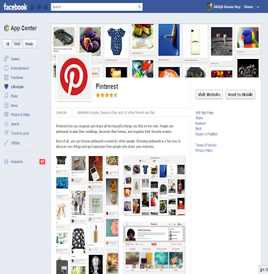 Pinterest in Facebook Appcenter