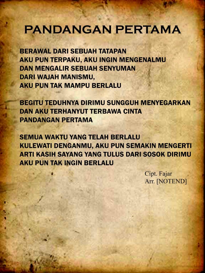 Pandangan Pertama Lirik Lasopairon