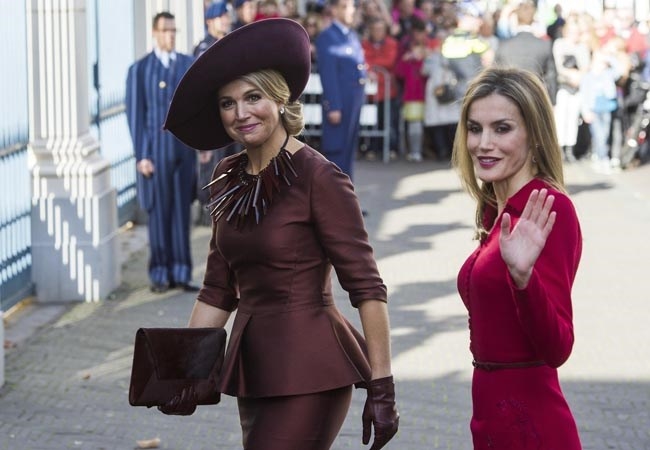 Queen Maxima of the Netherlands and Queen Letizia of Spain at The Noordeinde Palace 
