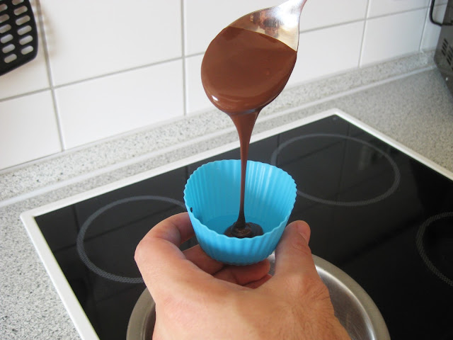 Melting chocolate for homemade Reese's peanut butter cups