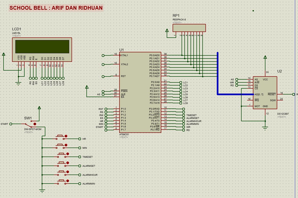 8051 interfacing with DS12C887 ~ MICRO C: SchoolBell