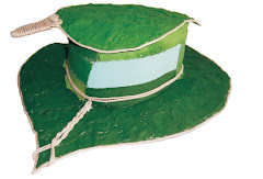 Chapéu Folha, confeccionado com caixas de ovos e papelão