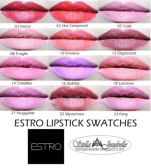 estrogen, estro lipsticks, hyaluronic lipsticks, lipstick swatches, thai makeup, thailand, asia, estro makeup, estro cosmetics