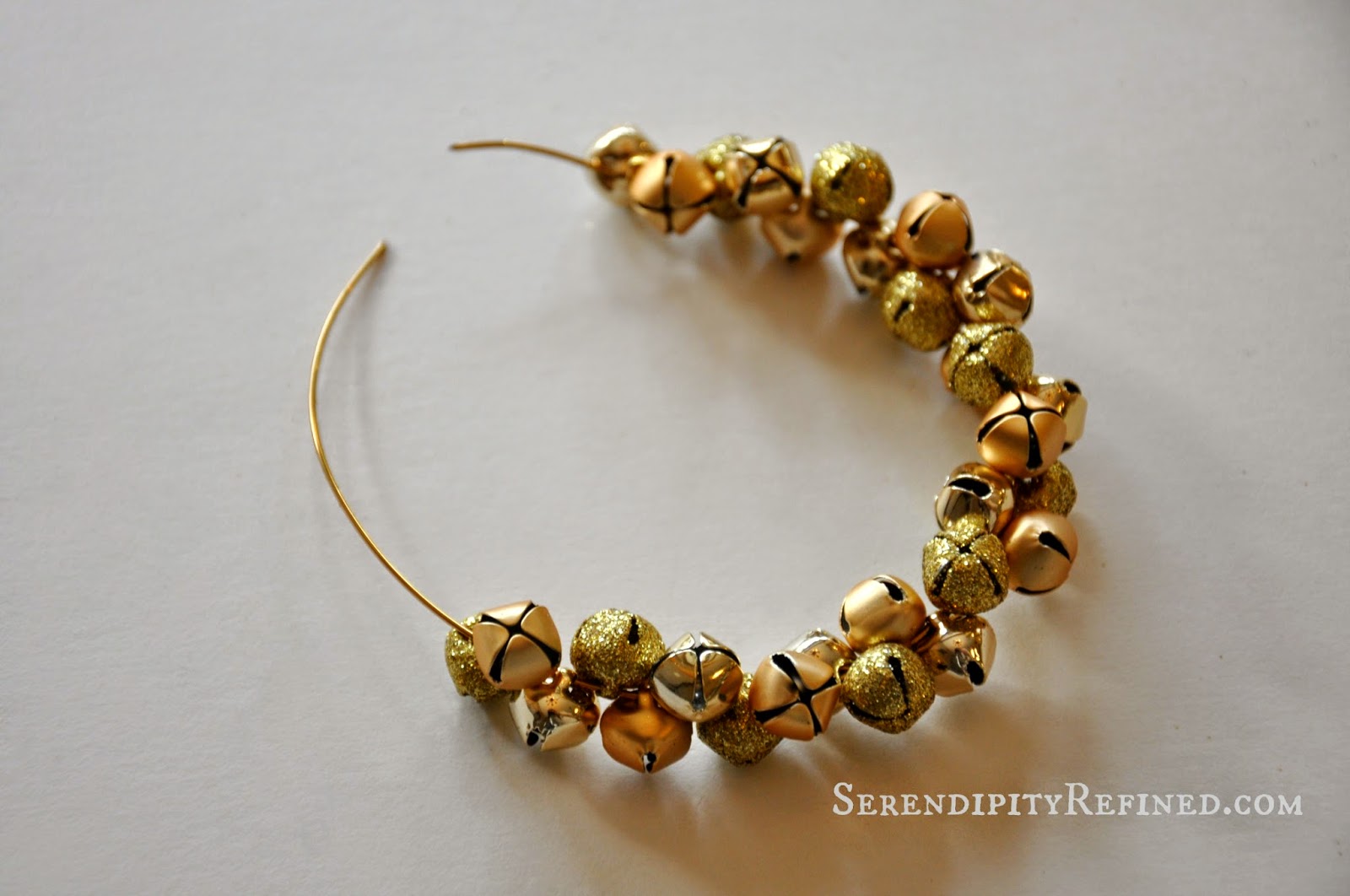 Serendipity Refined Blog Easy Gold Jingle Bell Wreath {Ornament Day 2}