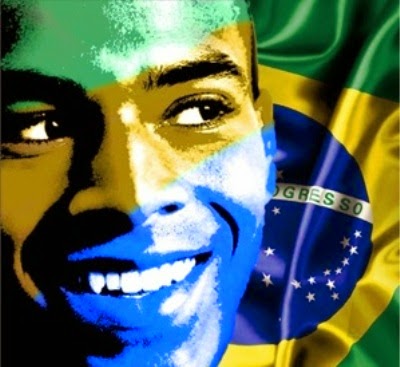 Um jovem diante da bandeira brasileira