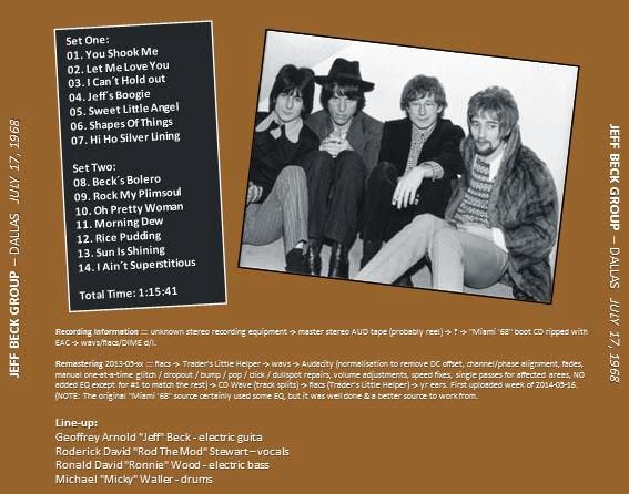 T.U.B.E.: Jeff Beck Group - 1968-07-17 - Dallas, TX (AUD/FLAC)