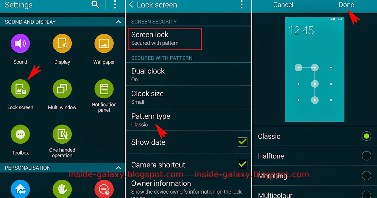 Inside Galaxy Samsung Galaxy S5 How to Change Pattern Grid Style on Lock Screen in Android 4.4