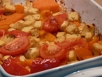 Tofu Assado com Tomate, Abóbora e Alecrim (vegana)