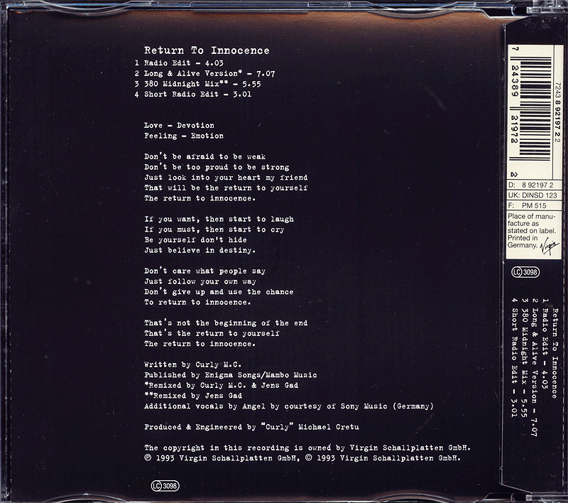 return to innocence enigma return to innocence enigma