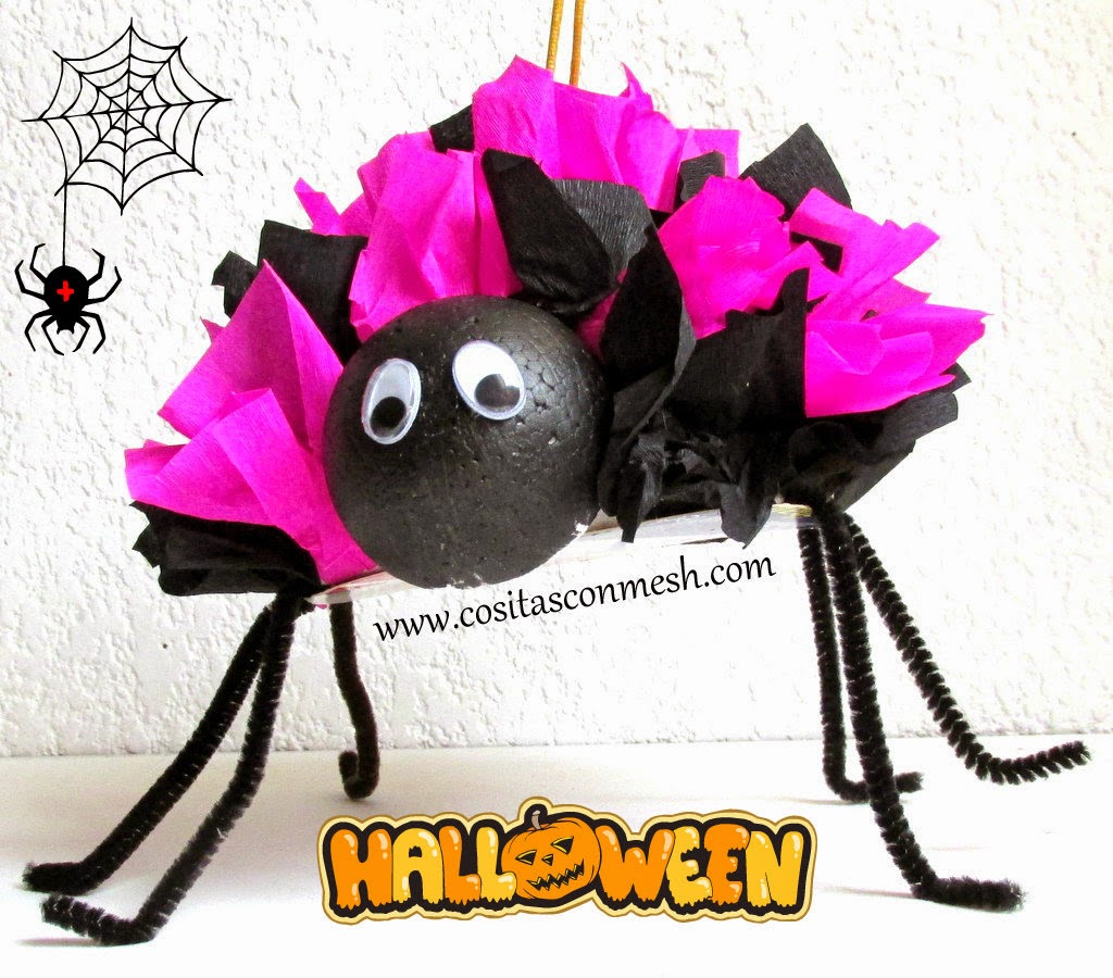 Cómo hacer arañas para halloween divertidas ~ cositasconmesh