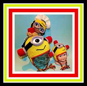 Minion Inspired Siren & French Maid Crochet Hats Pattern© By Connie Hughes Designs©