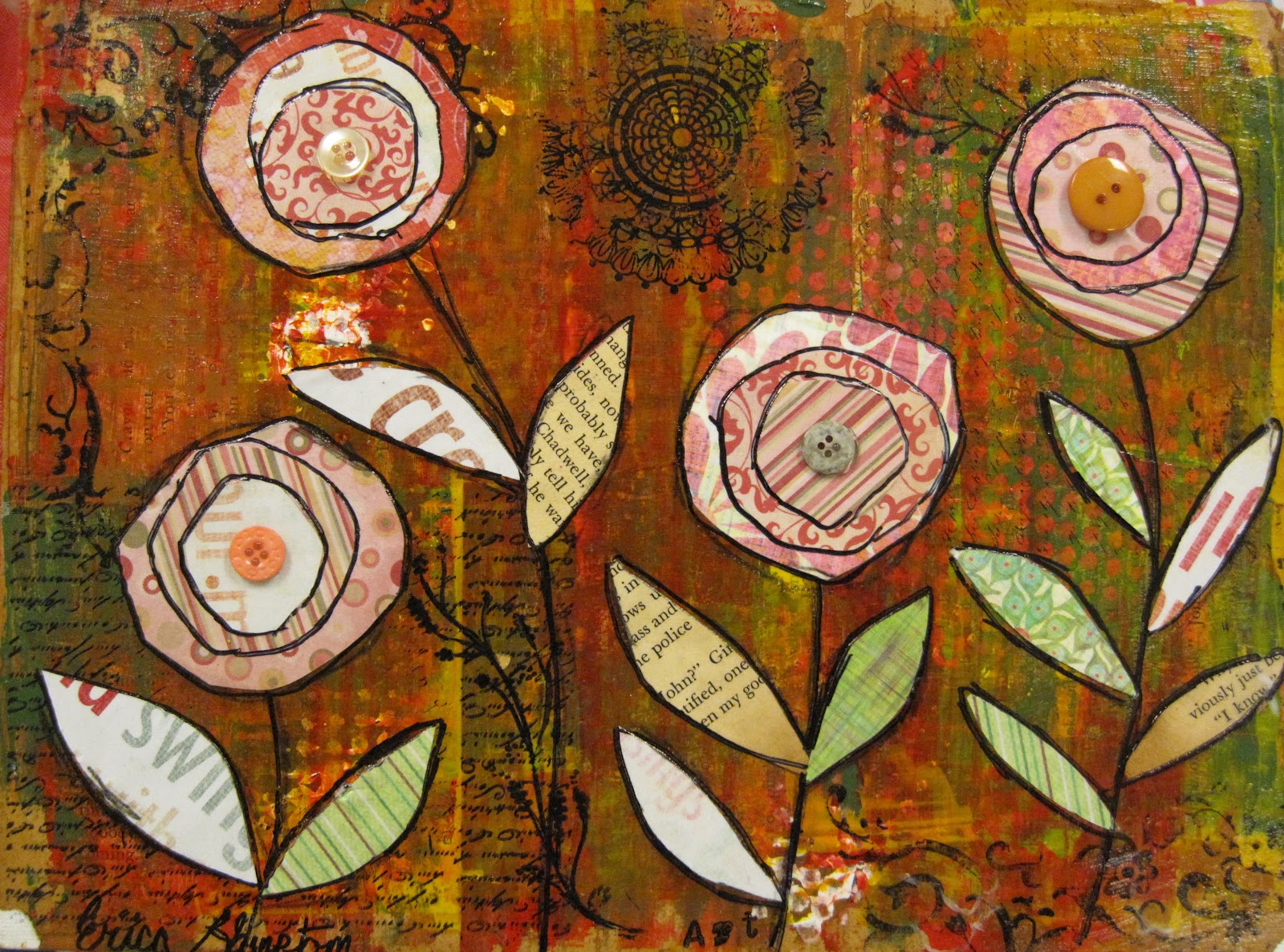 Angela Anderson Art Blog Mixed Media Flowers Kid's Art Class