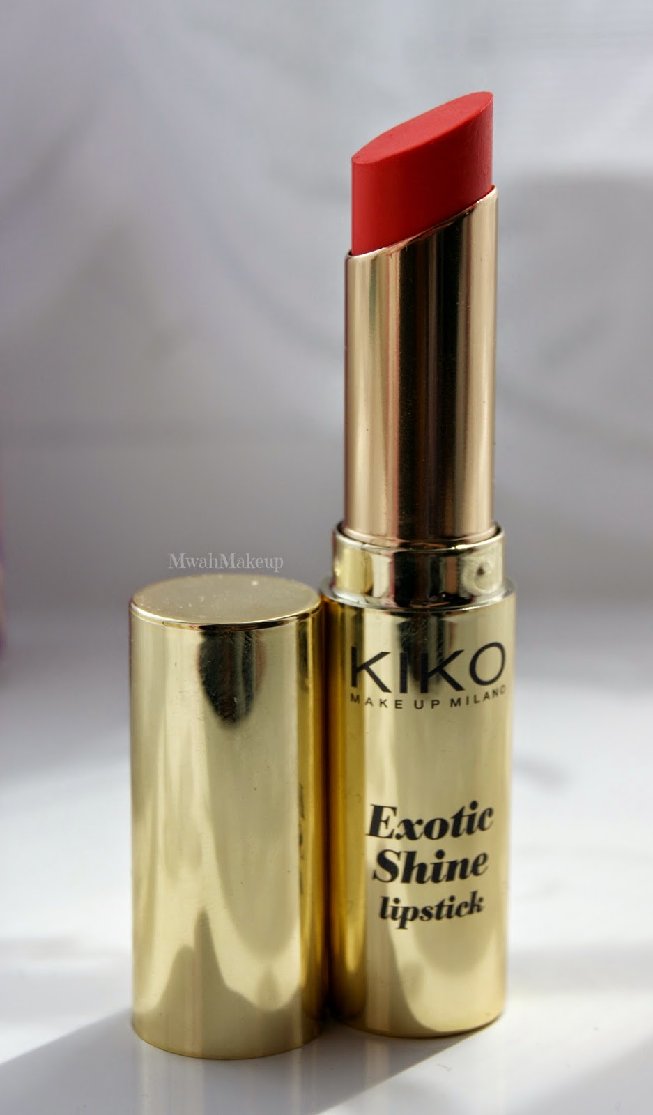 Mwah Makeup Kiko Exotic Shine Lipstick 03 Opulent Coral
