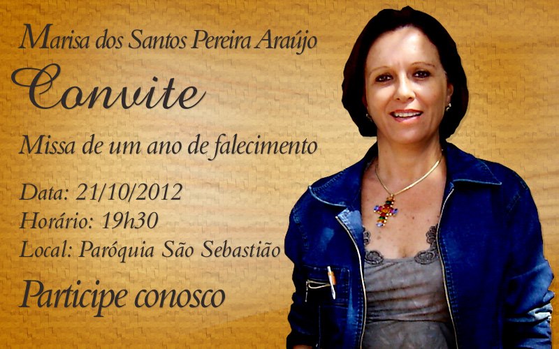 Blog do Carzem: Convite - Missa de um ano de falecimento de Marisa dos