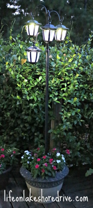 DIY Solar Light Lamp Post with Flower Planter   Life on Lakeshore Drive