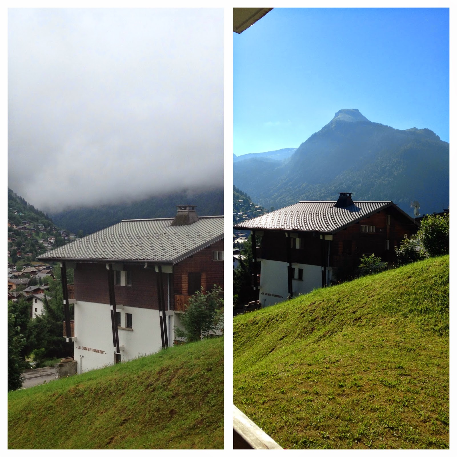 View from our apartment in Morzine. Sun and Rain