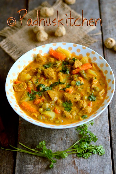 Recipe meal Kurma  Soya with Chunks  Soya Vegetable Masala Chunks Maker kurma Kurma Meal maker