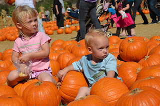 Kids at pumpkin patch