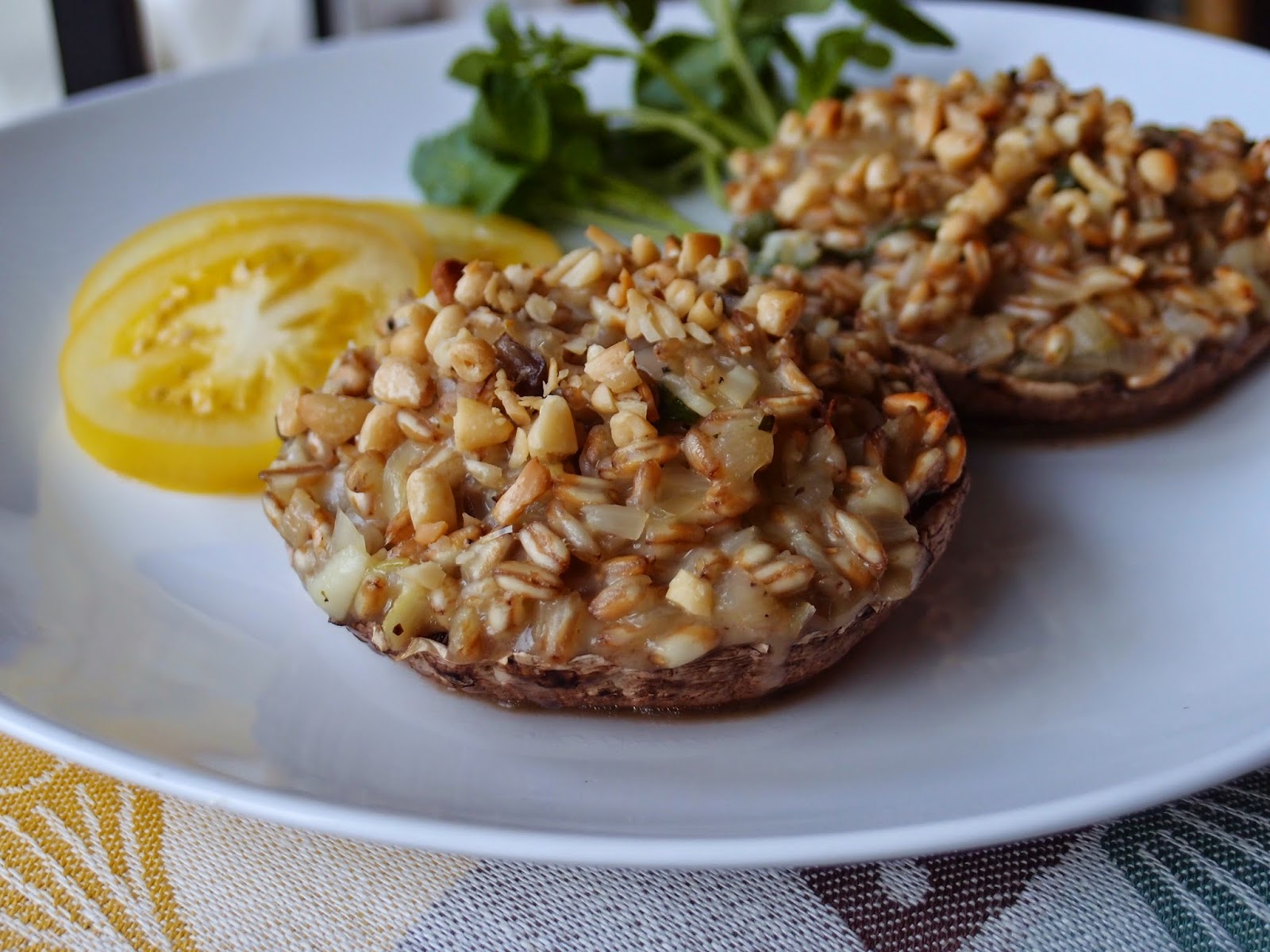 The VegHog: Stuffed portobello mushrooms with pearled spelt
