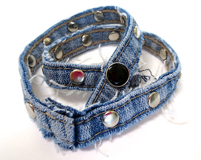 bracelet made from blue jean inseams