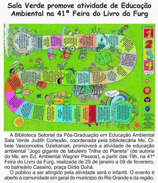 Biblioteca Setorial da Pós-Graduação em Educação Ambiental Sala Verde  Judith Cortesão: Sala Verde promove atividade de Educação Ambiental na  41ª Feira do Livro da FURG