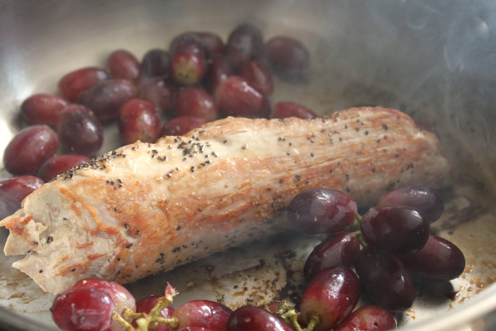 A Feast for the Eyes Pork Tenderloin with Roasted Grape Sauce