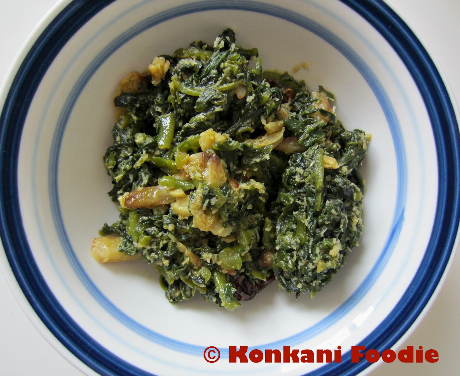 Konkani Foodie Malabar Spinach Side Dish Konkani style (Vaali Upkari)