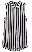 Black White Vertical Stripe Sleeveless Chiffon Blouse Black White Vertical Stripe Sleeveless Chiffon Blouse