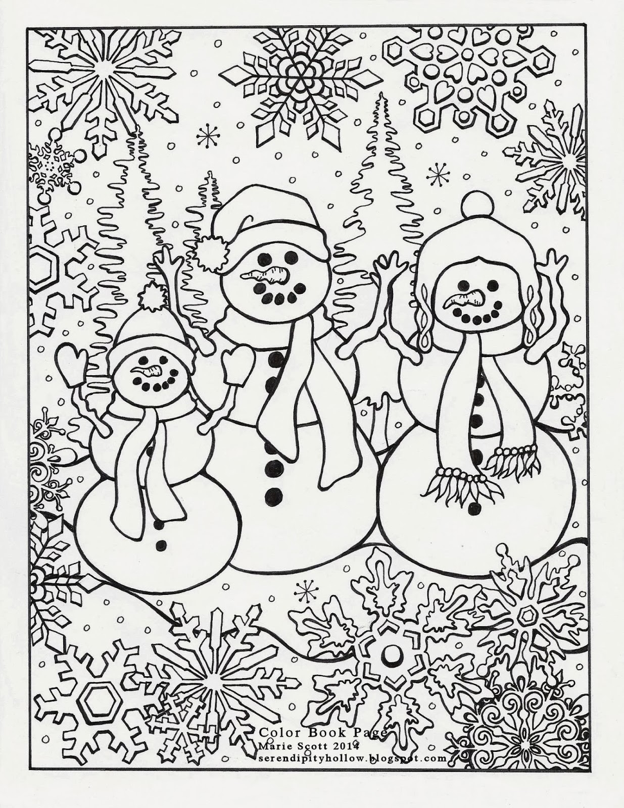 Serendipity Hollow Winter Coloring Book Page
