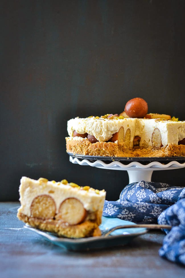 Mix and Stir Gulab Jamun Cheesecake