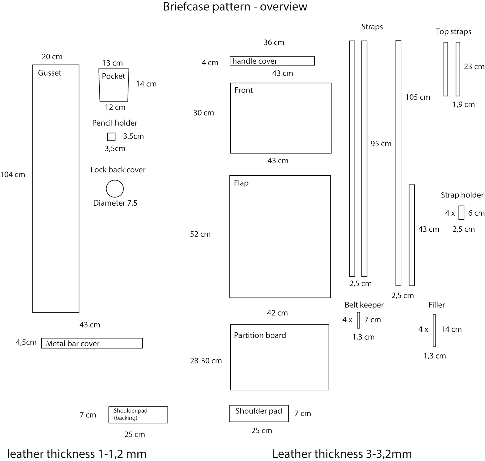 Andersen leather Pattern for briefcase