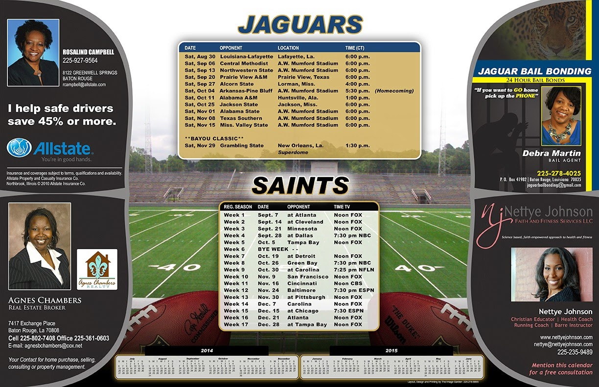 Southern Jaguars and New Orleans Saints 2014 Football Schedule Nettye