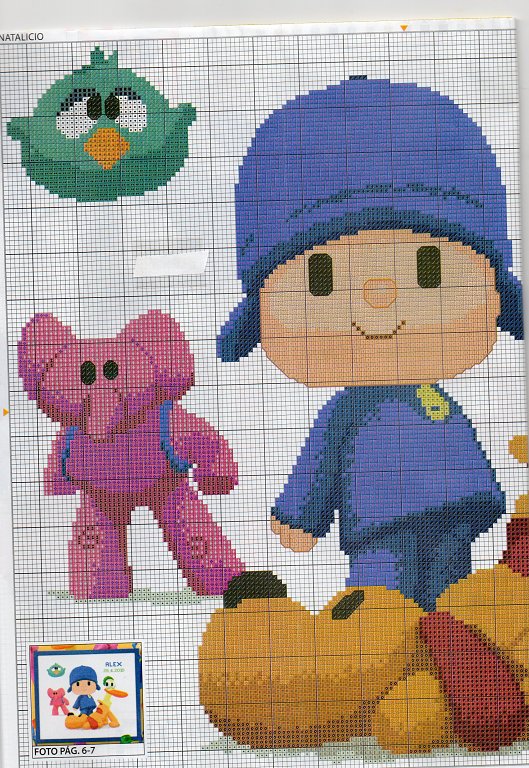 Pocoyo Em Ponto Cruz Gráficos ponto cruz Drica: Pocoyo para bordar