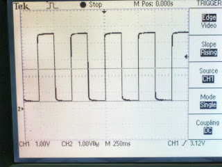 Waveform on an oscilloscope screen