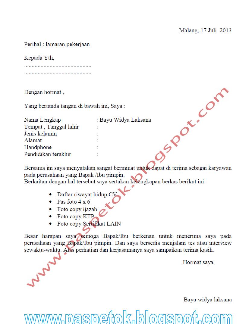 Sumonggo Contoh Surat Lamaran Pekerjaan Untuk Job Market Fair