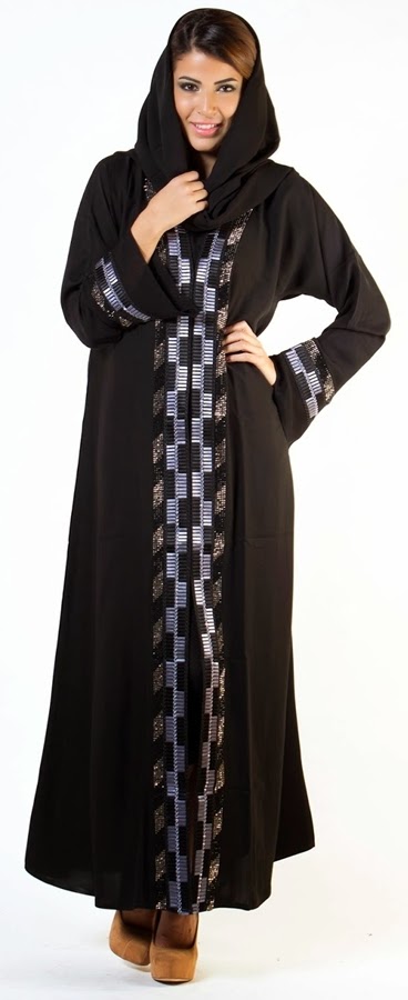 أحدث موديلات العبايات الخليجية والعربية للمحجبات باللون الاسود مشترك مع بعض الالوان Arabic-Abaya-Design+2014-002