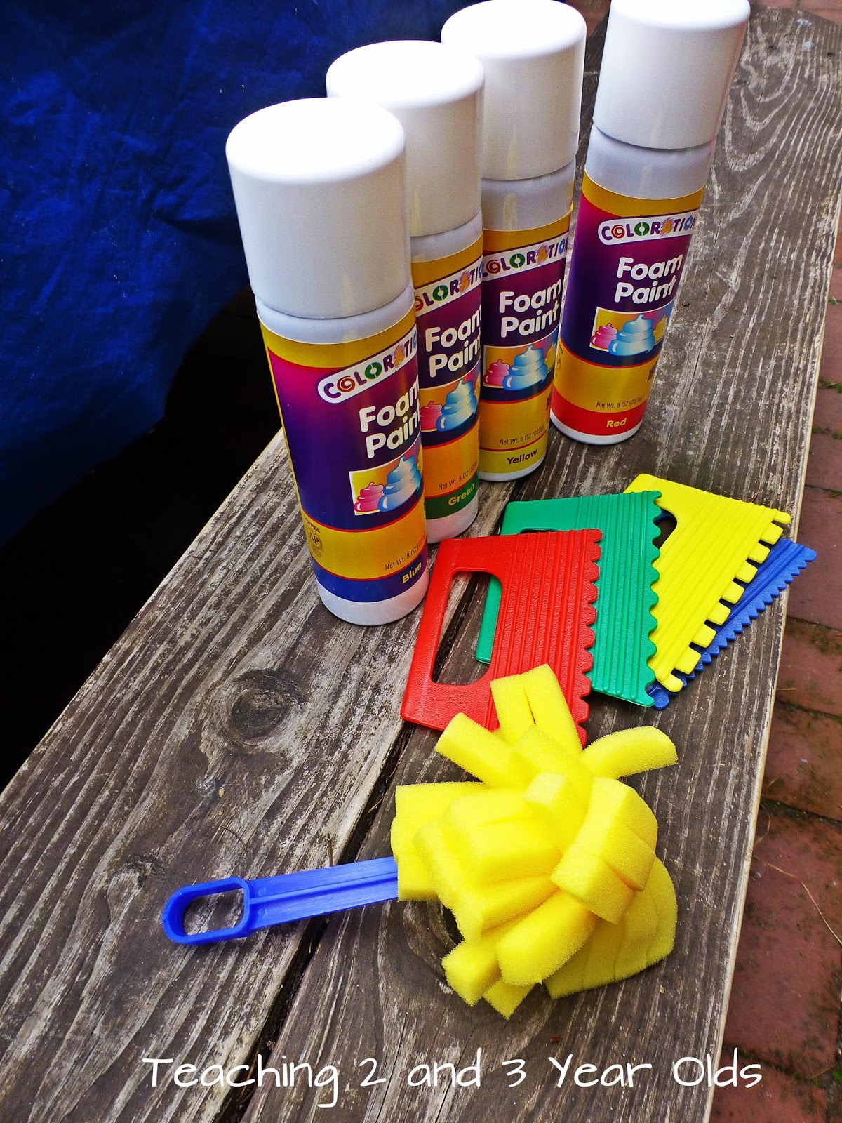 Teaching 2 and 3 Year Olds Foamy Paint Fun Outside!