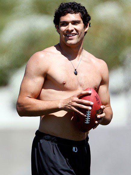 NFL player shirtless Mark Sanchez.