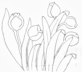 desenho de tulipas para pintar em tecido