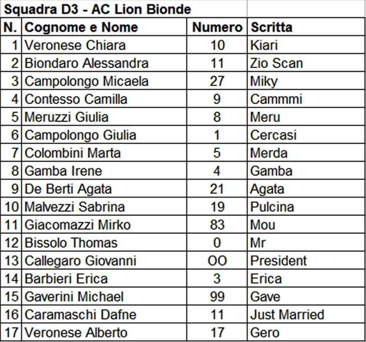 D3 - A.C. Lion Calcio Bionde