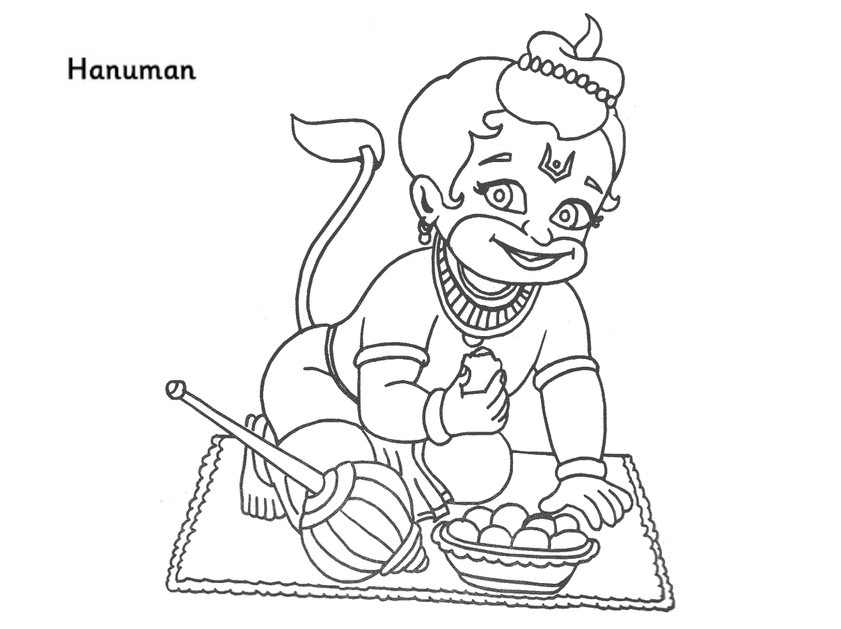 Colour Drawing Free HD Wallpapers: Lord Hanuman Coloring Page Free