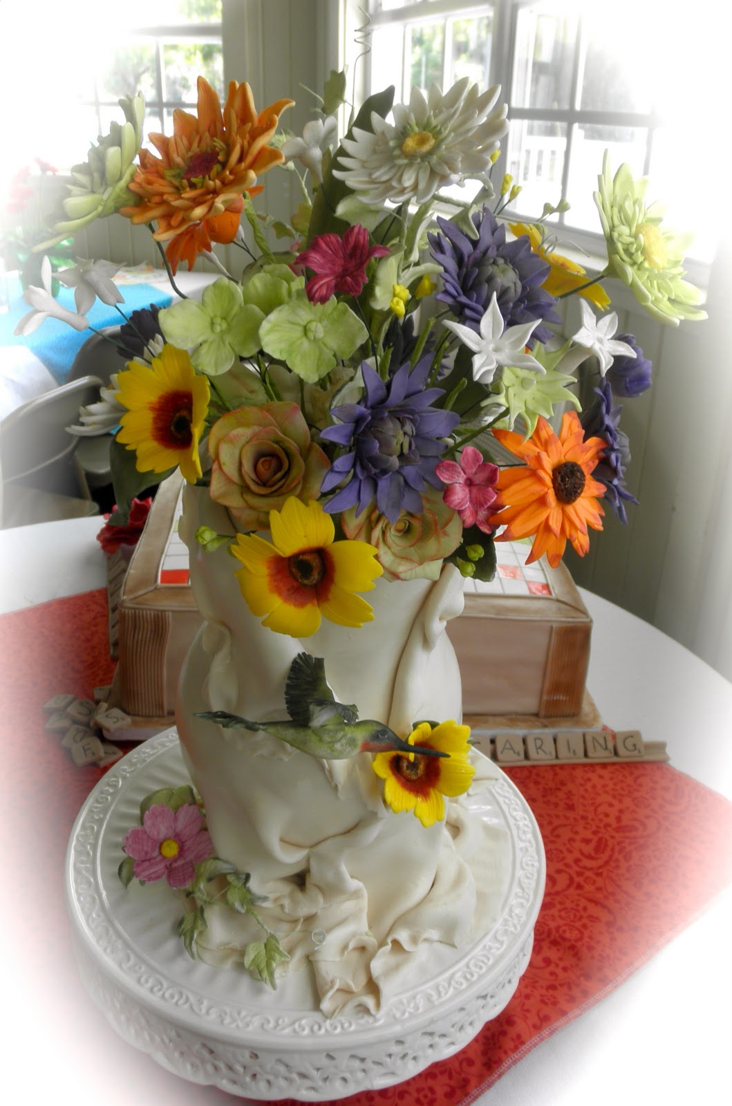 Sweet T's Cake Design Sculpted Flower Vase Cake w/ sculpted gumpaste