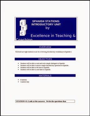 http://www.teacherspayteachers.com/Product/Spanish-Centers-Introductory-Unit-168157