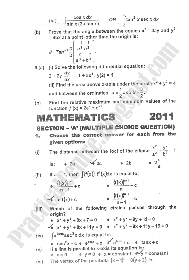 Mathematics-2011-five-year-paper-class-XII