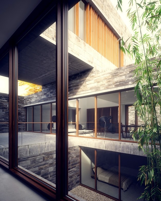 Rumah Modern dengan Dinding Batu Alam | Rancangan Desain Rumah Minimalis