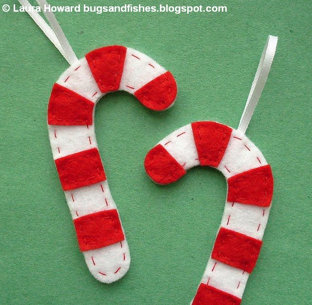 Bugs and Fishes by Lupin How To Felt Candy Cane Ornaments